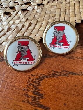Vintage 1980s University Of Alabama Crimson Tide Post Earrings Elephant Logo